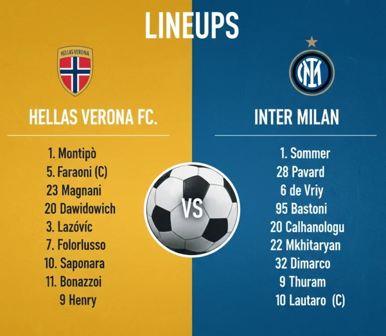 Hellas verona fc vs Inter milan lineups