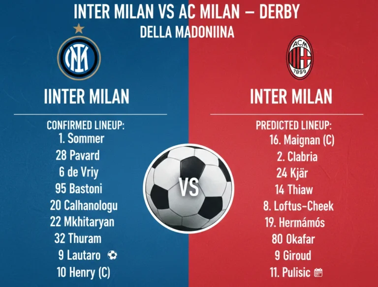 Inter milan vs Ac milan lineups