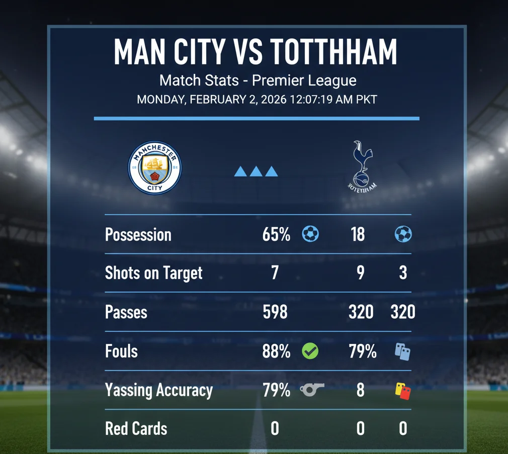 Man City vs Tottenham Stats