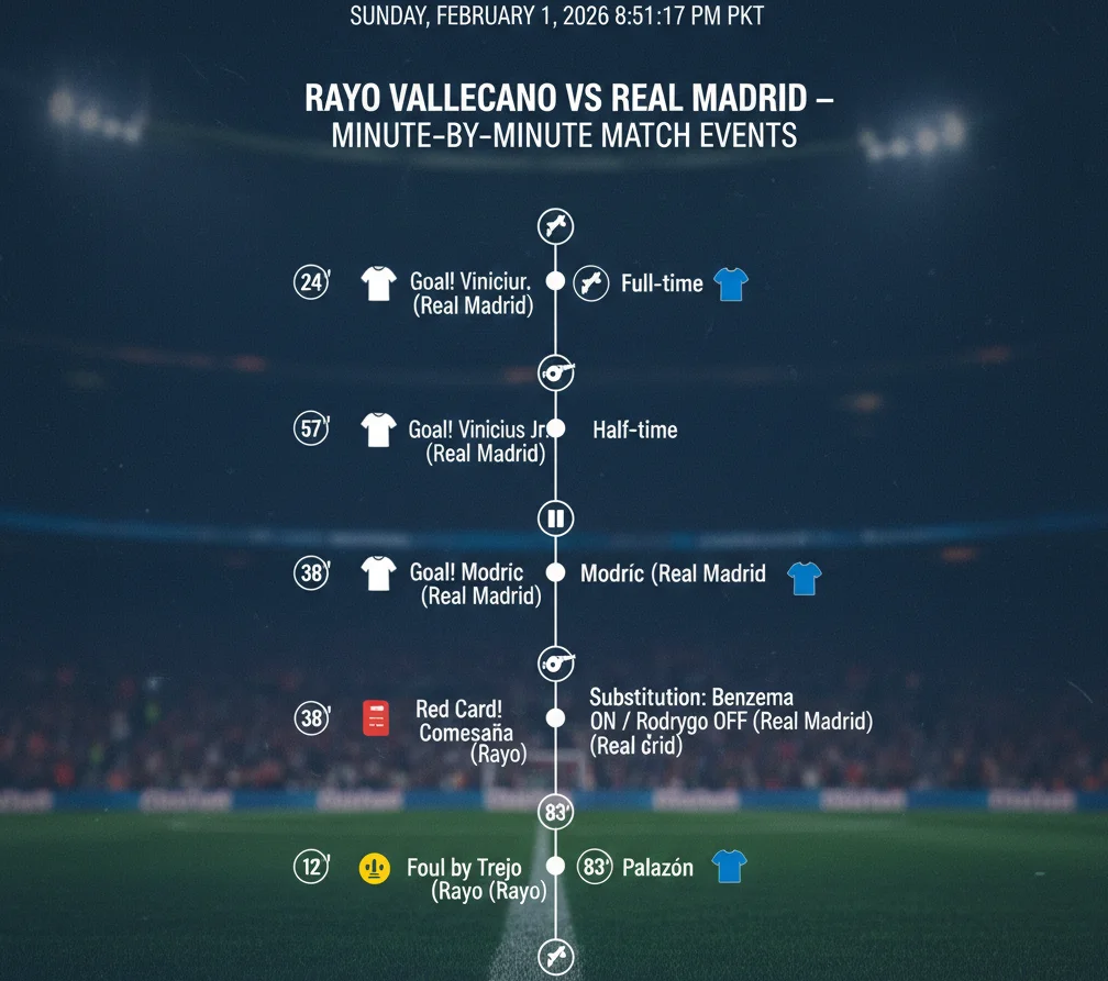 Rayo Vallecano vs Real Madrid Timeline