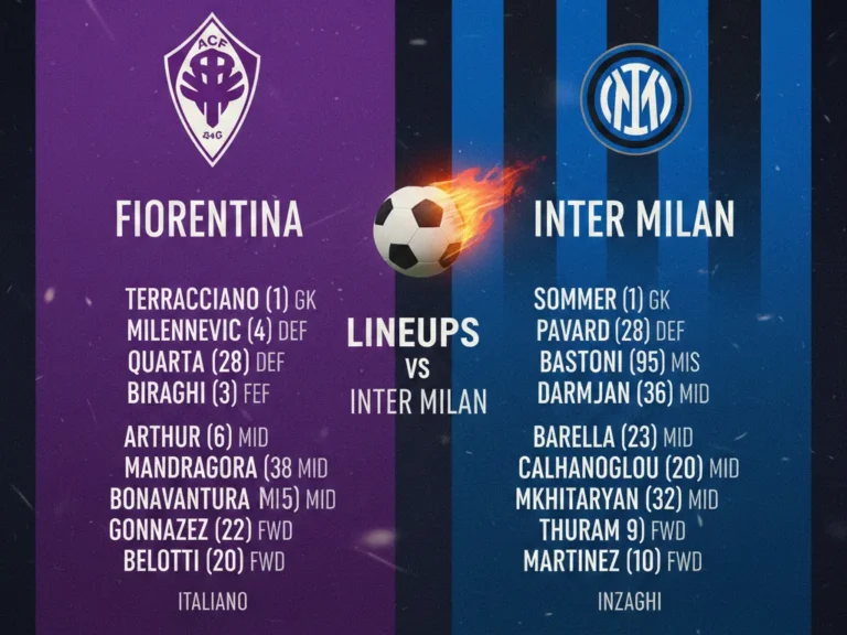 fiorentina vs inter milan lineups