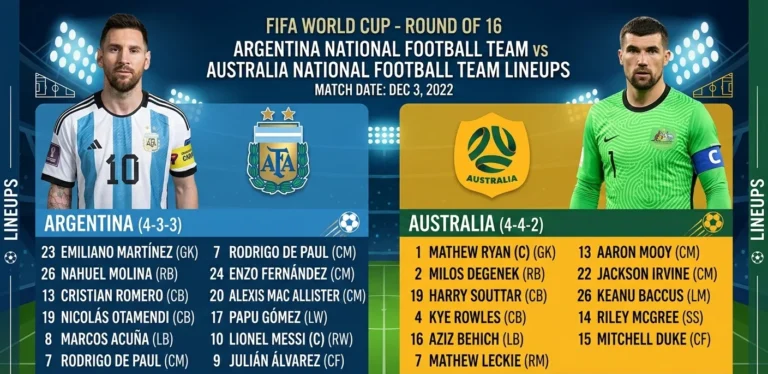 Argentina national football team vs Australia national football team lineups