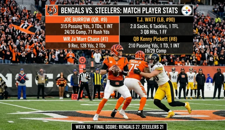 Bengals vs Pittsburgh Steelers Match Player Stats