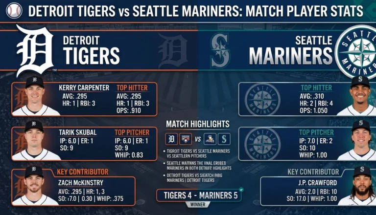 Detroit Tigers vs Seattle Mariners Match Player Stats