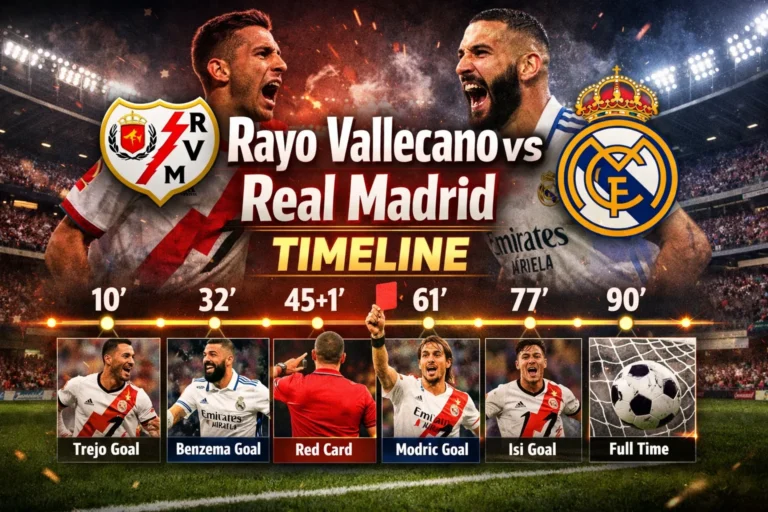 Rayo Vallecano vs Real Madrid Timeline
