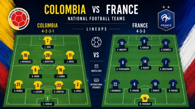 Colombia National Football Team vs France National Football Team Lineups