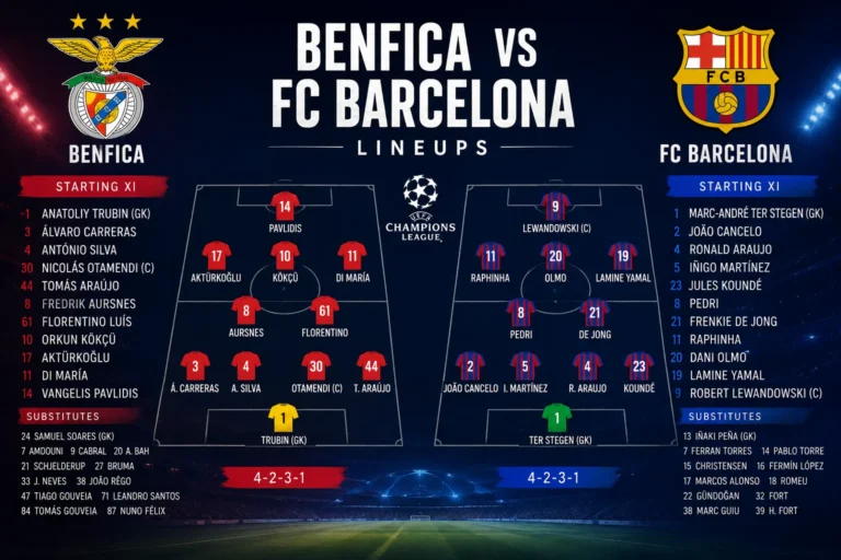 benfica vs fc barcelona lineups