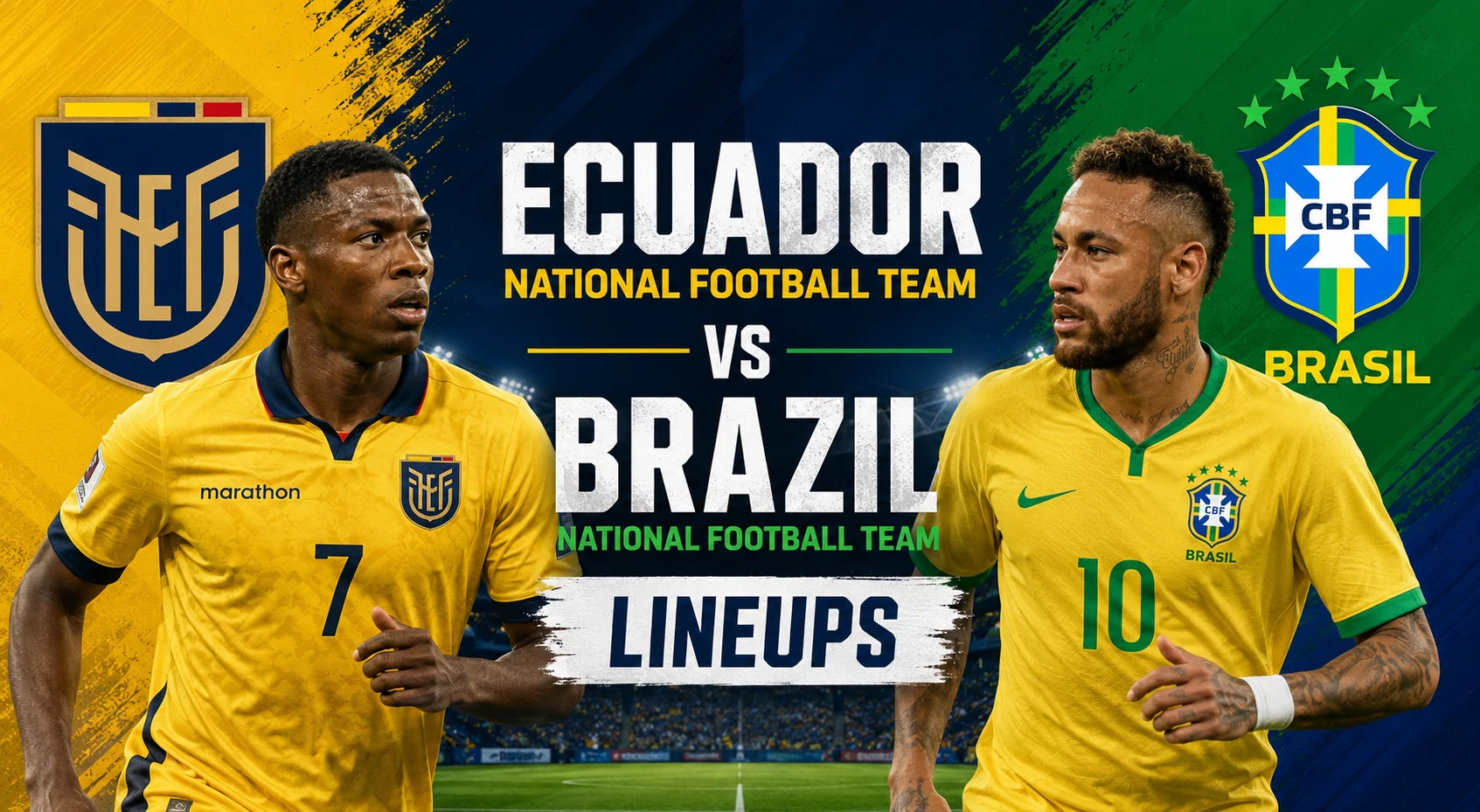 Ecuador National Football Team vs Brazil National Football Team Lineups