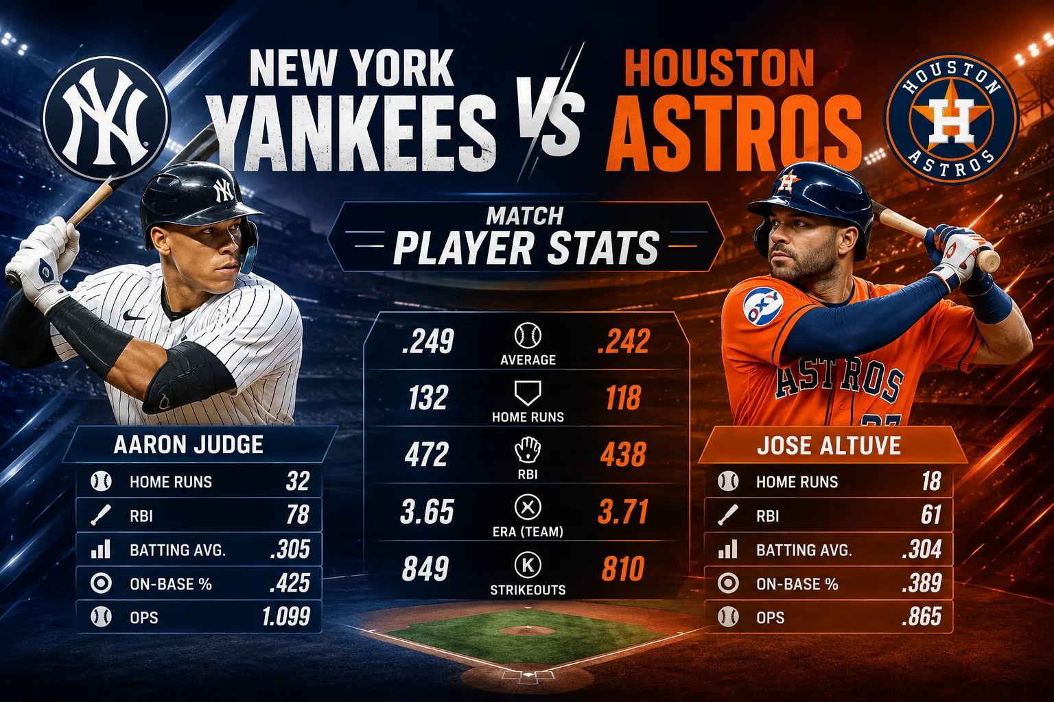 New York Yankees vs Houston Astros Match Player Stats