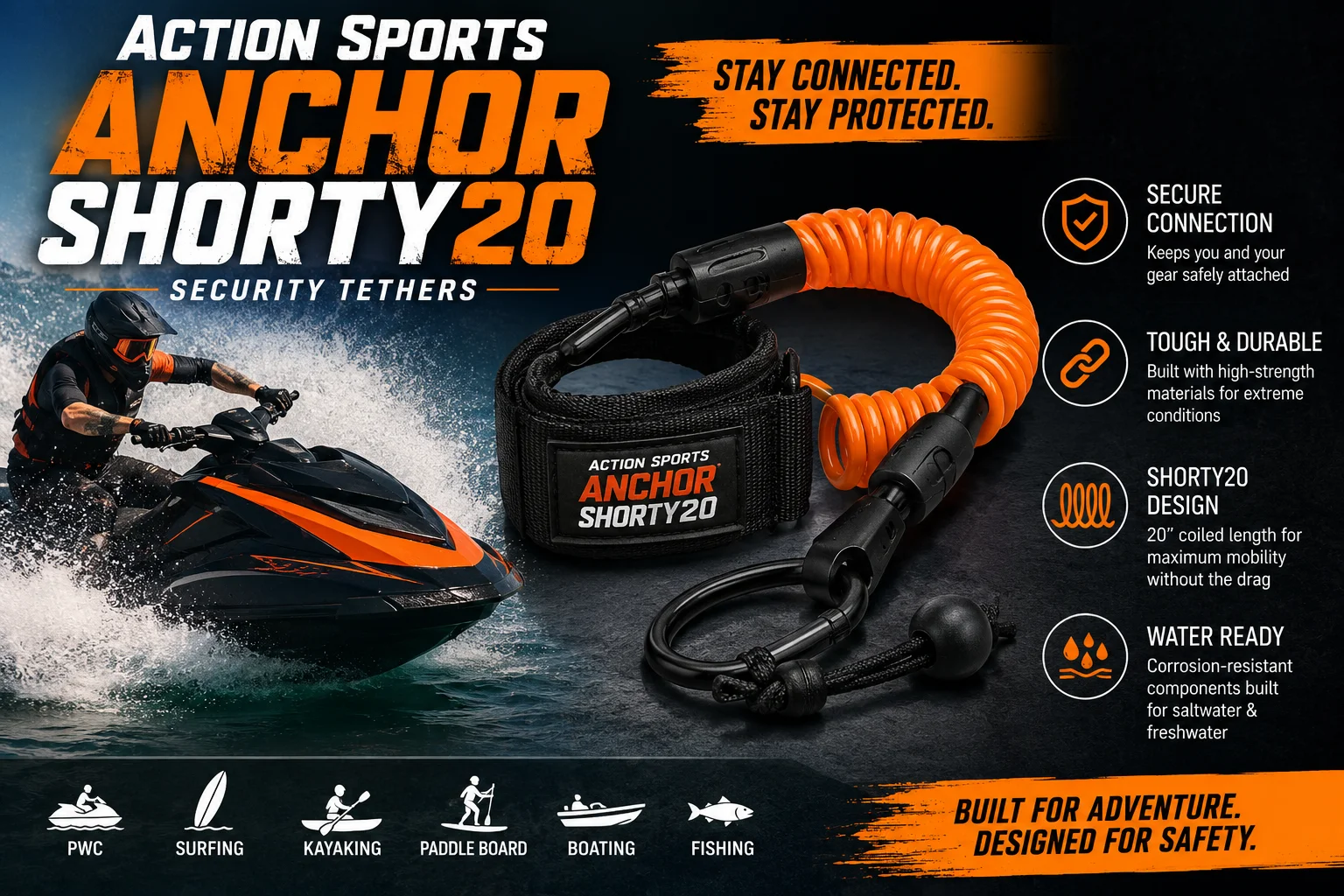 Action Sports Anchor Shorty20 Security Tethers