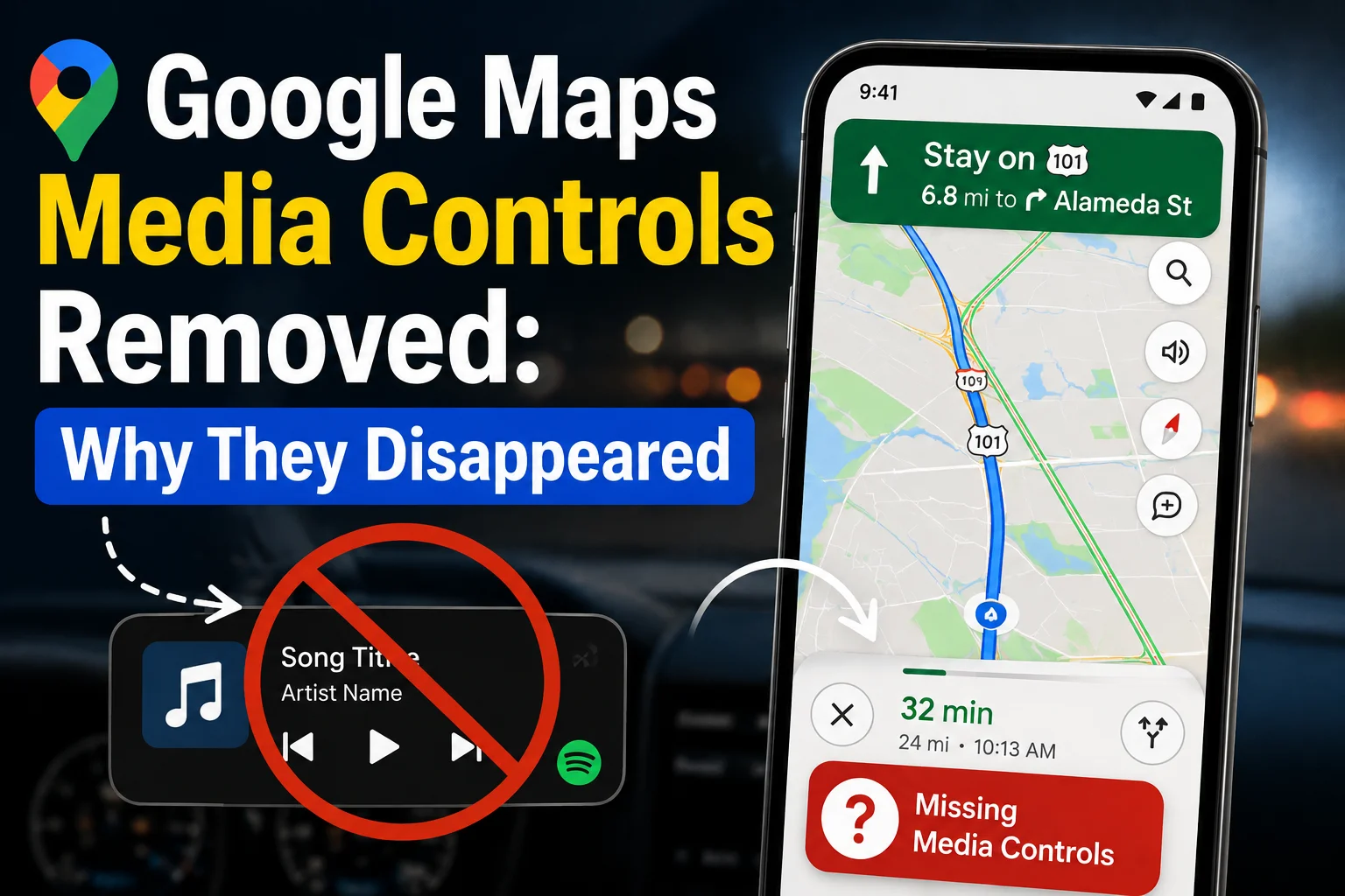 Google Maps Media Controls Removed