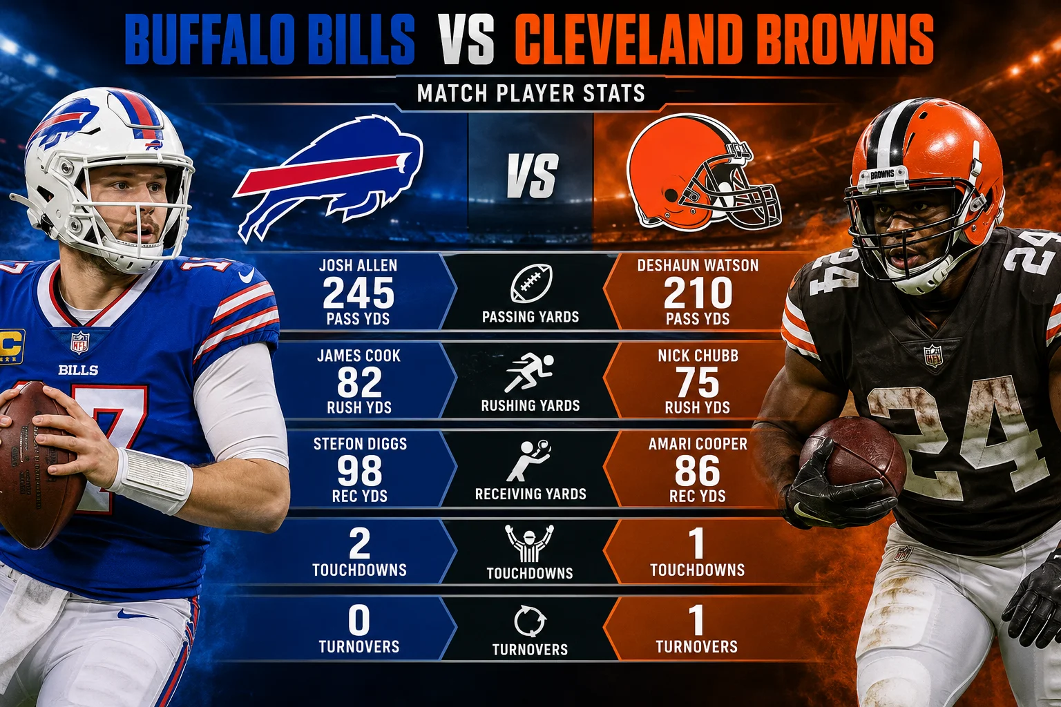buffalo bills vs cleveland browns match player stats