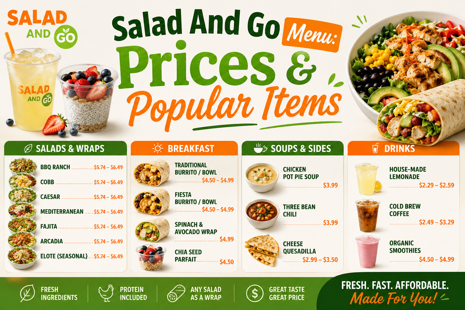 Salad And Go Menu