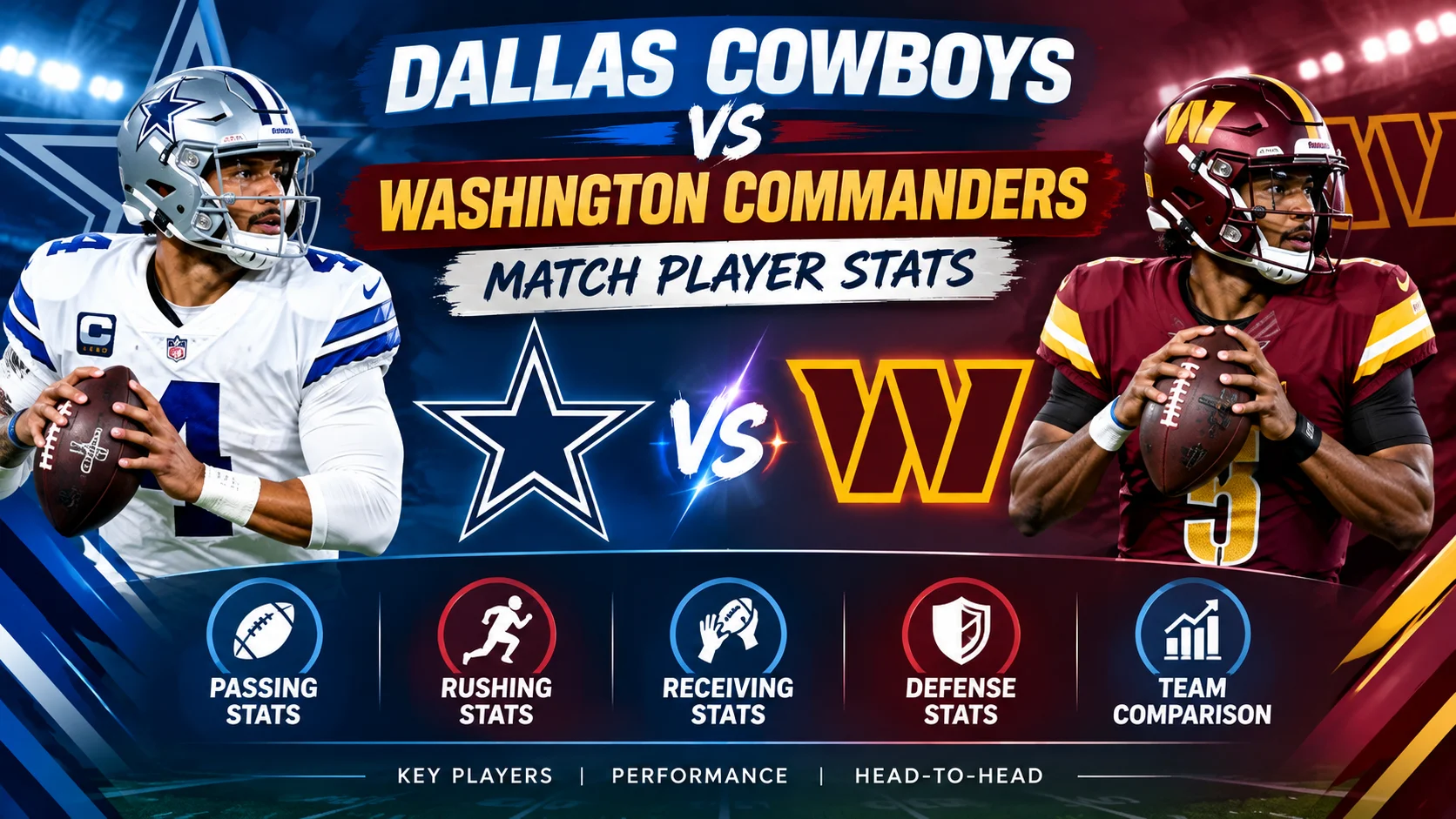 dallas cowboys vs washington commanders match player stats
