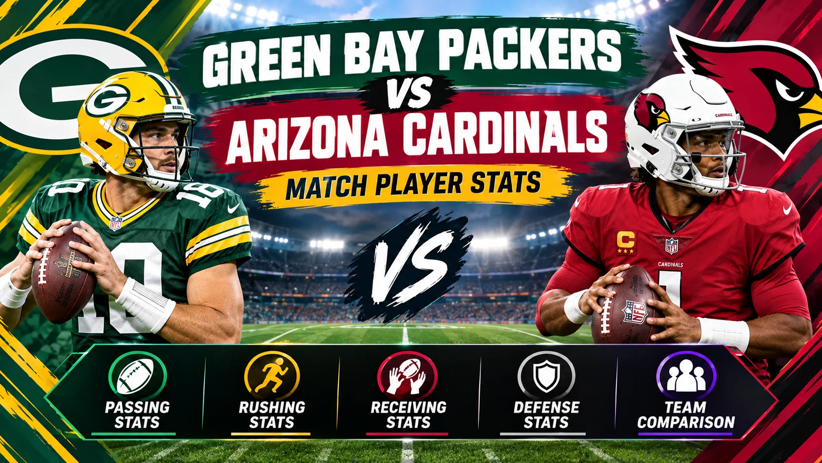 green bay packers vs arizona cardinals match player stats