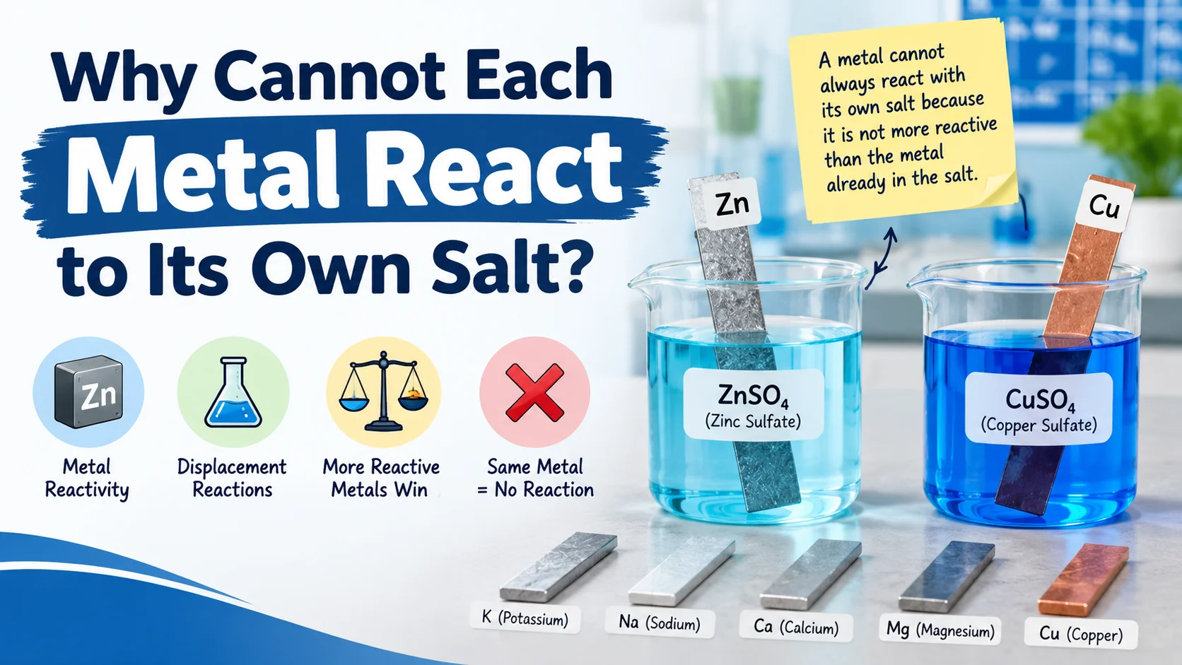 why a metal cannot react with its own salt